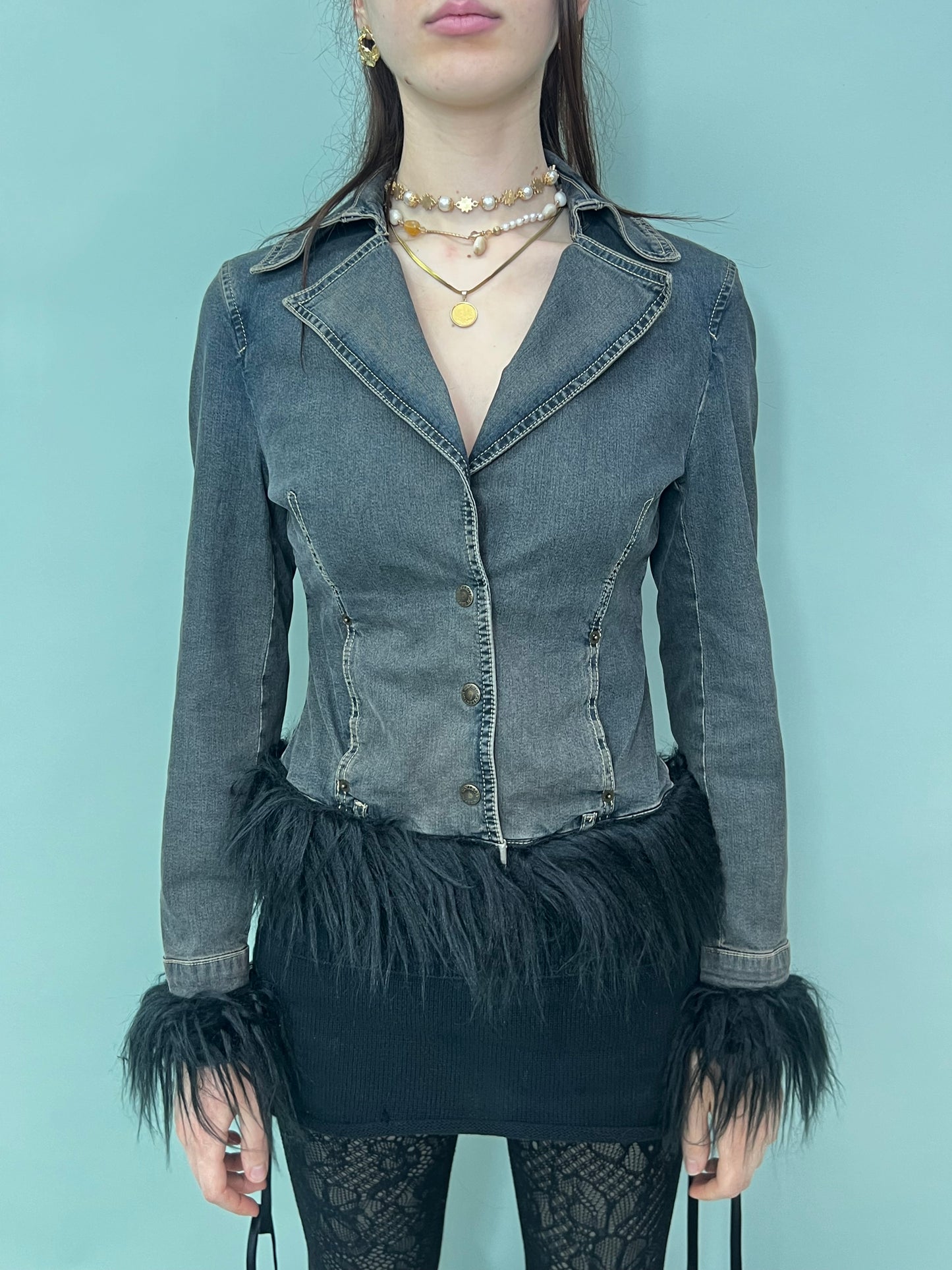 FUR DENIM JACKET