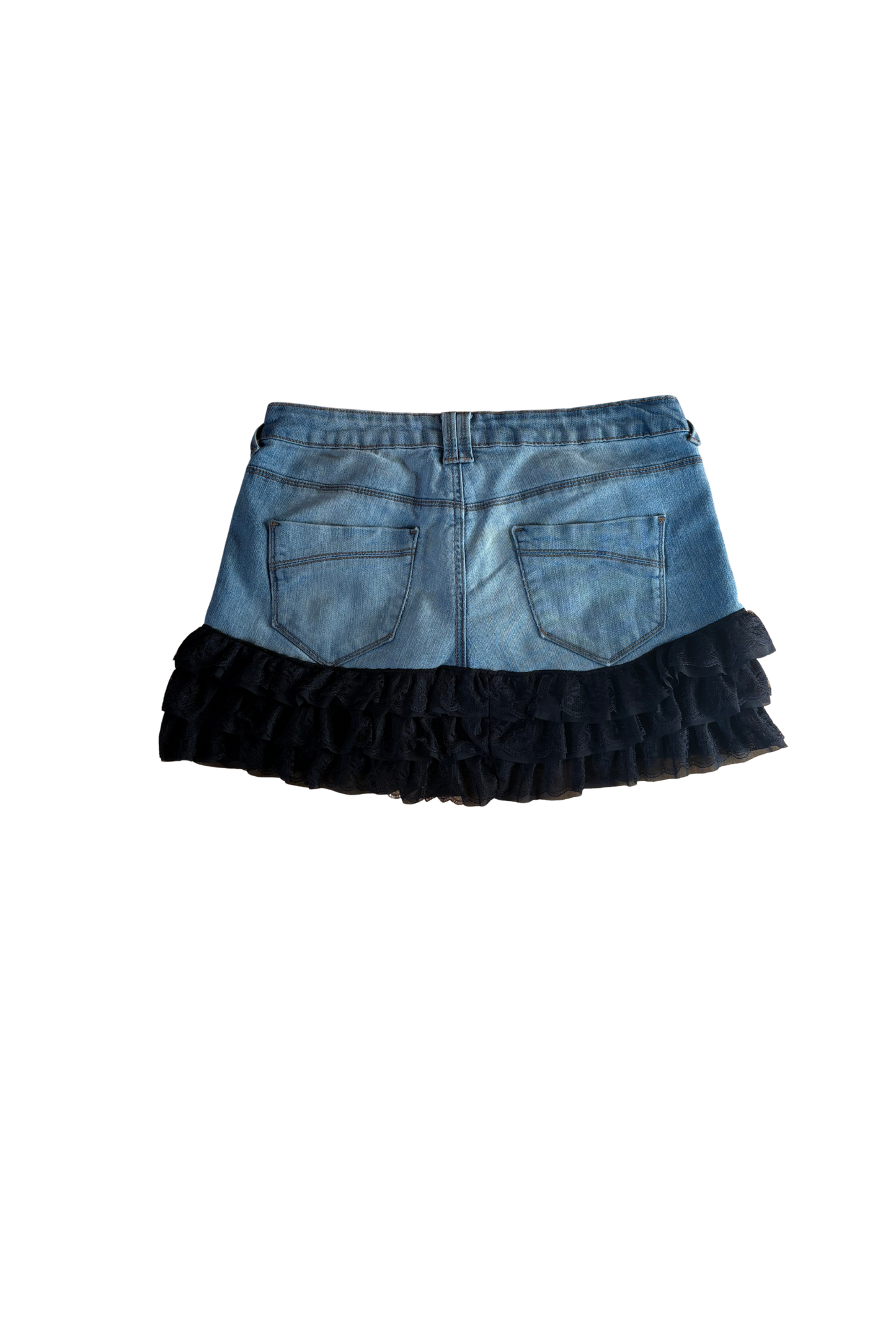 RUFFLED JEANS SKIRT