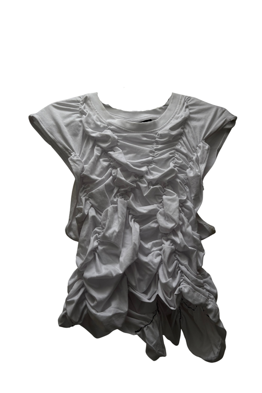 WHITE WRINKLED TOP