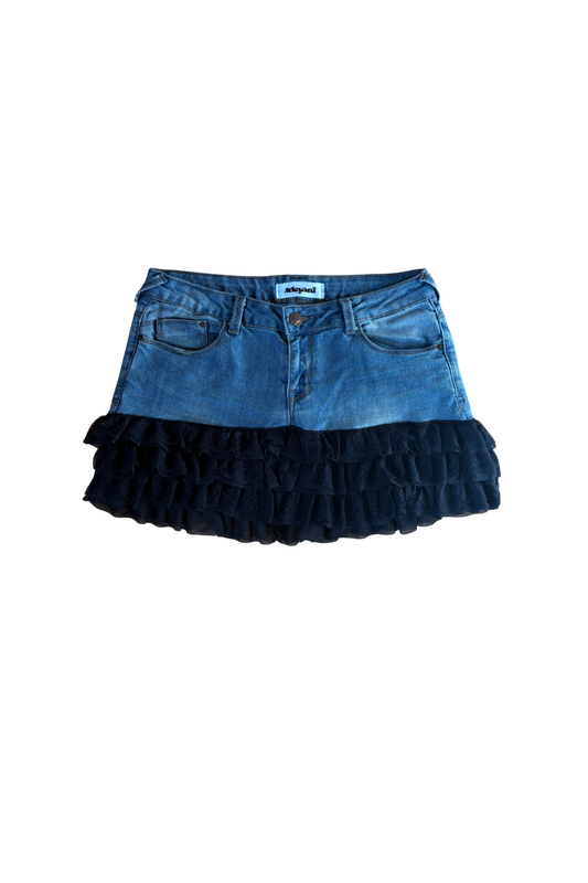 RUFFLED JEANS SKIRT